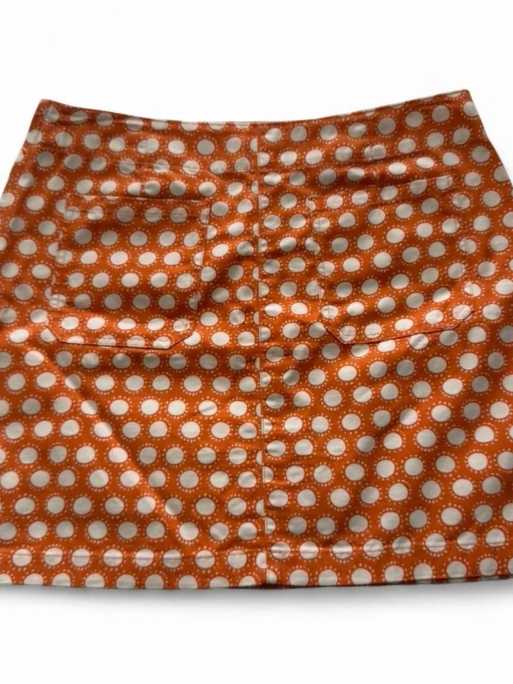 Garnet Hill Orange Polka Dot Mini Skirt Retro Mod Y2K Size 10 100% cotton Whimsy